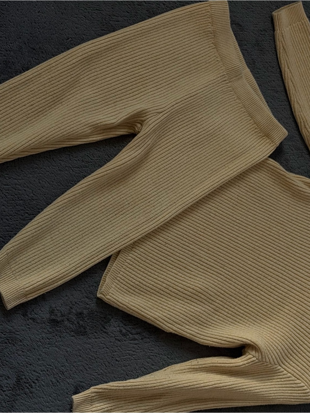 Ribbed Knit Two-Piece Set in Camel